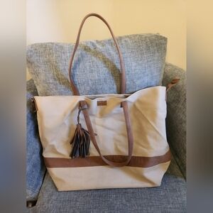 Elegant Cream and Tan Tote Bag